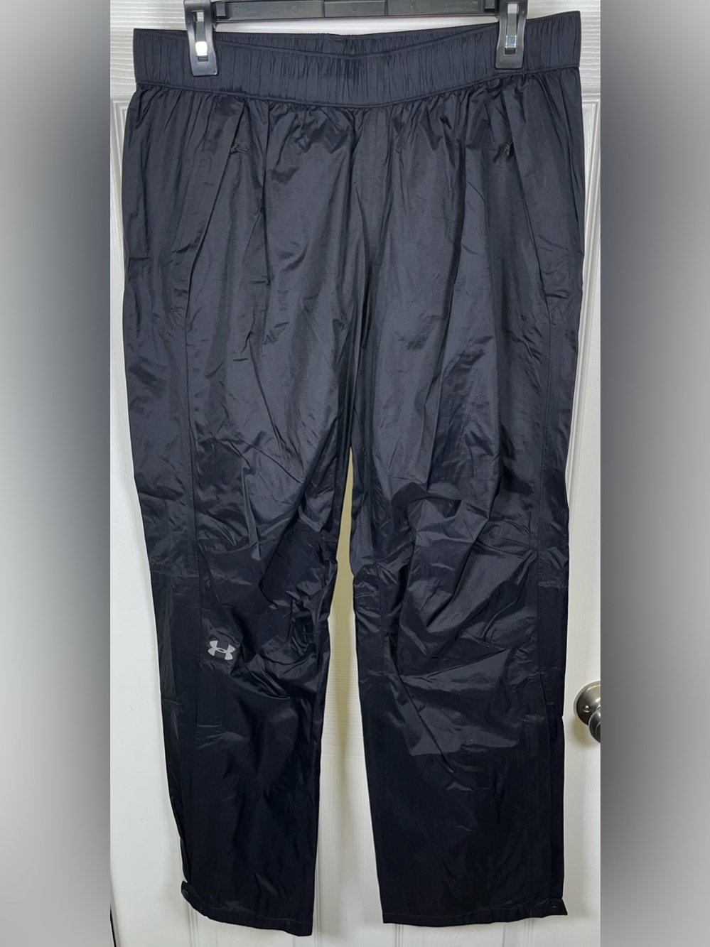 $100 Women’s Under Armour Storm3 Surge Black Rain Pants Like New Zip Pockets